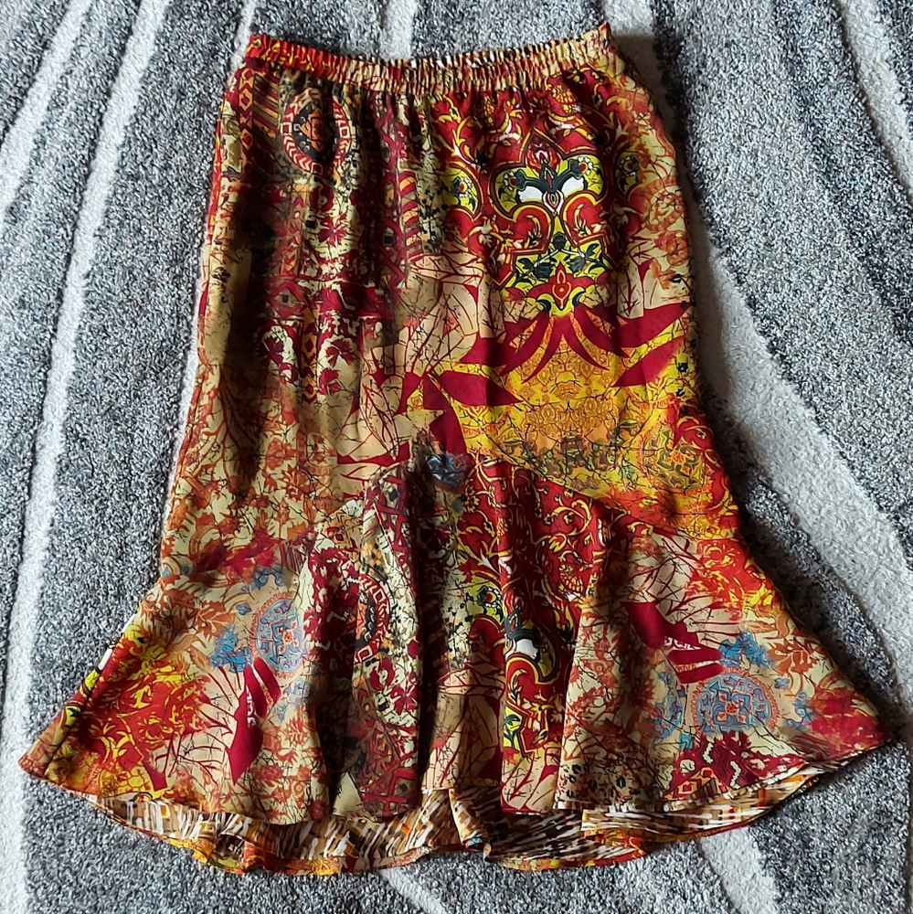 Vintage Multicoloured Psychedelic Midi Skirt
